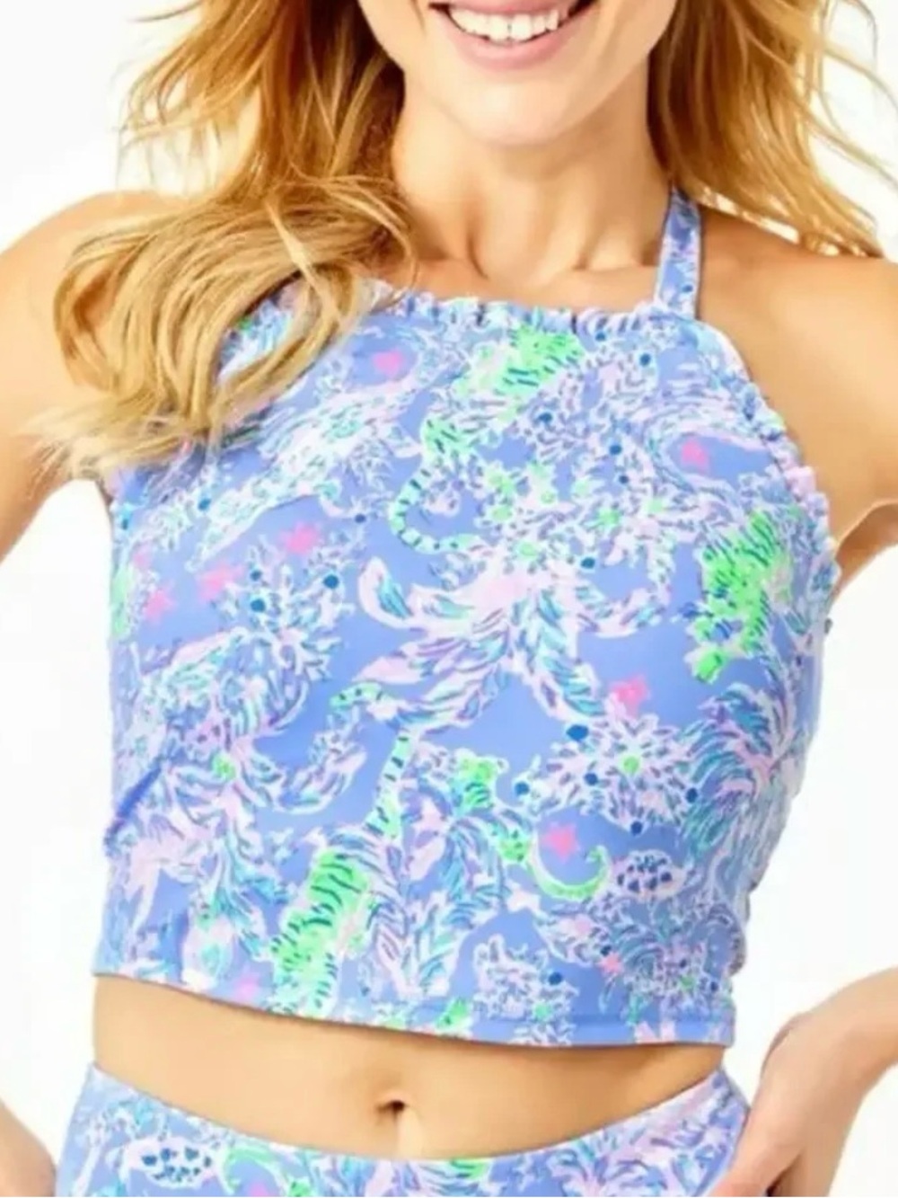 Letitia Blue Sea Print Bra Top